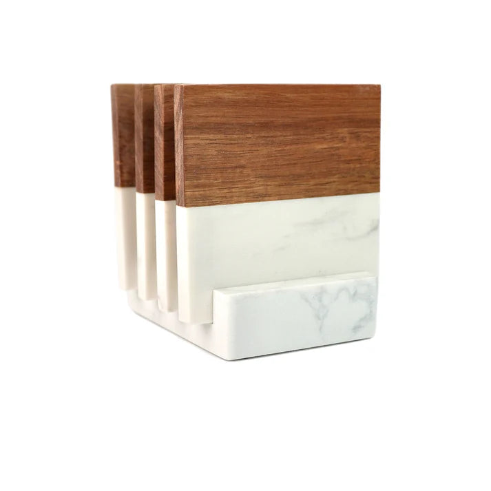 Marble & Acacia Wood Coasters Personalized