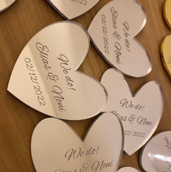 Save The Date Mirror Acrylic Magnet - 3 Line Designs