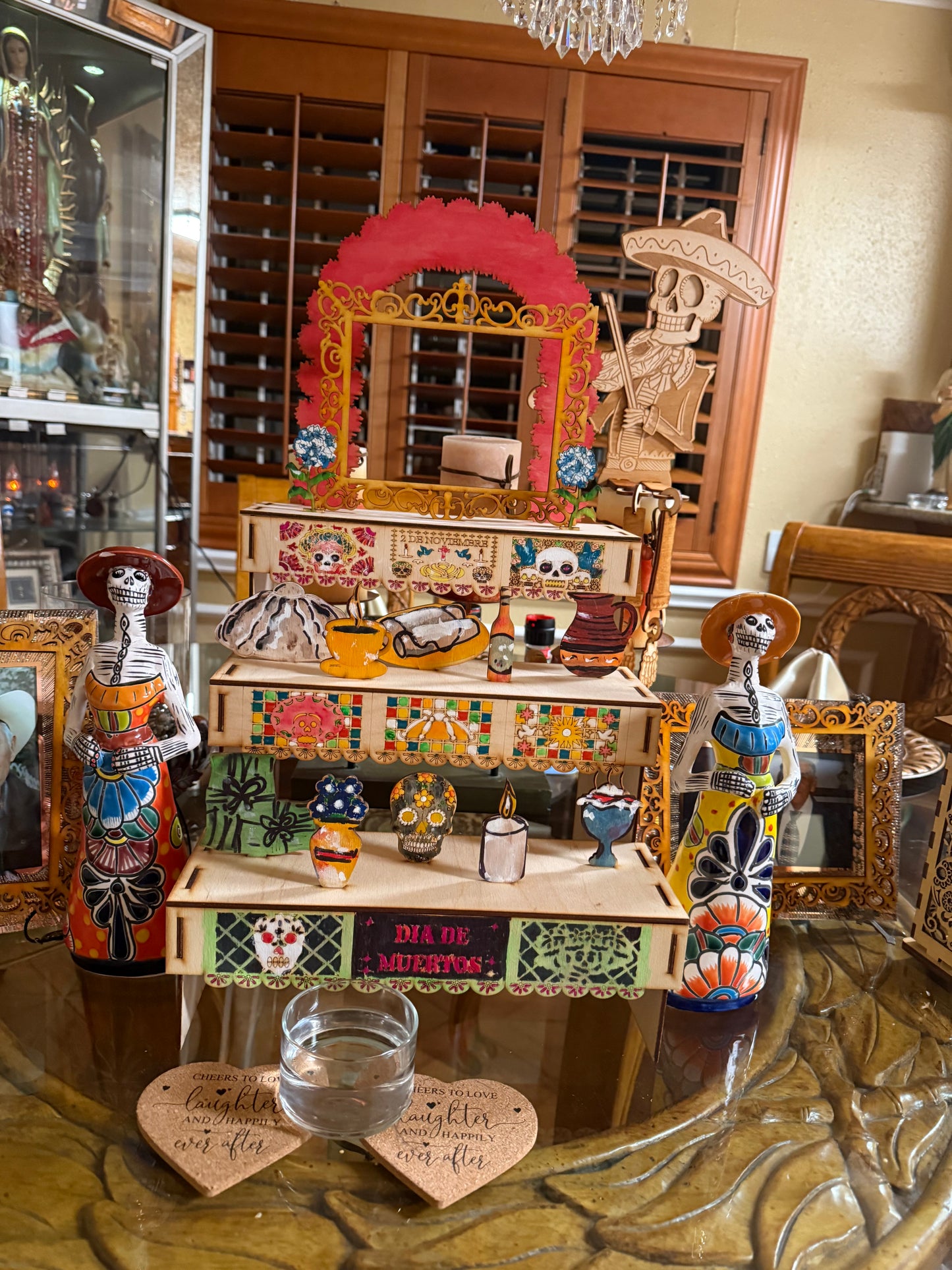 Dia de Los Muertos Wooden Engraved Altar Ofrenda