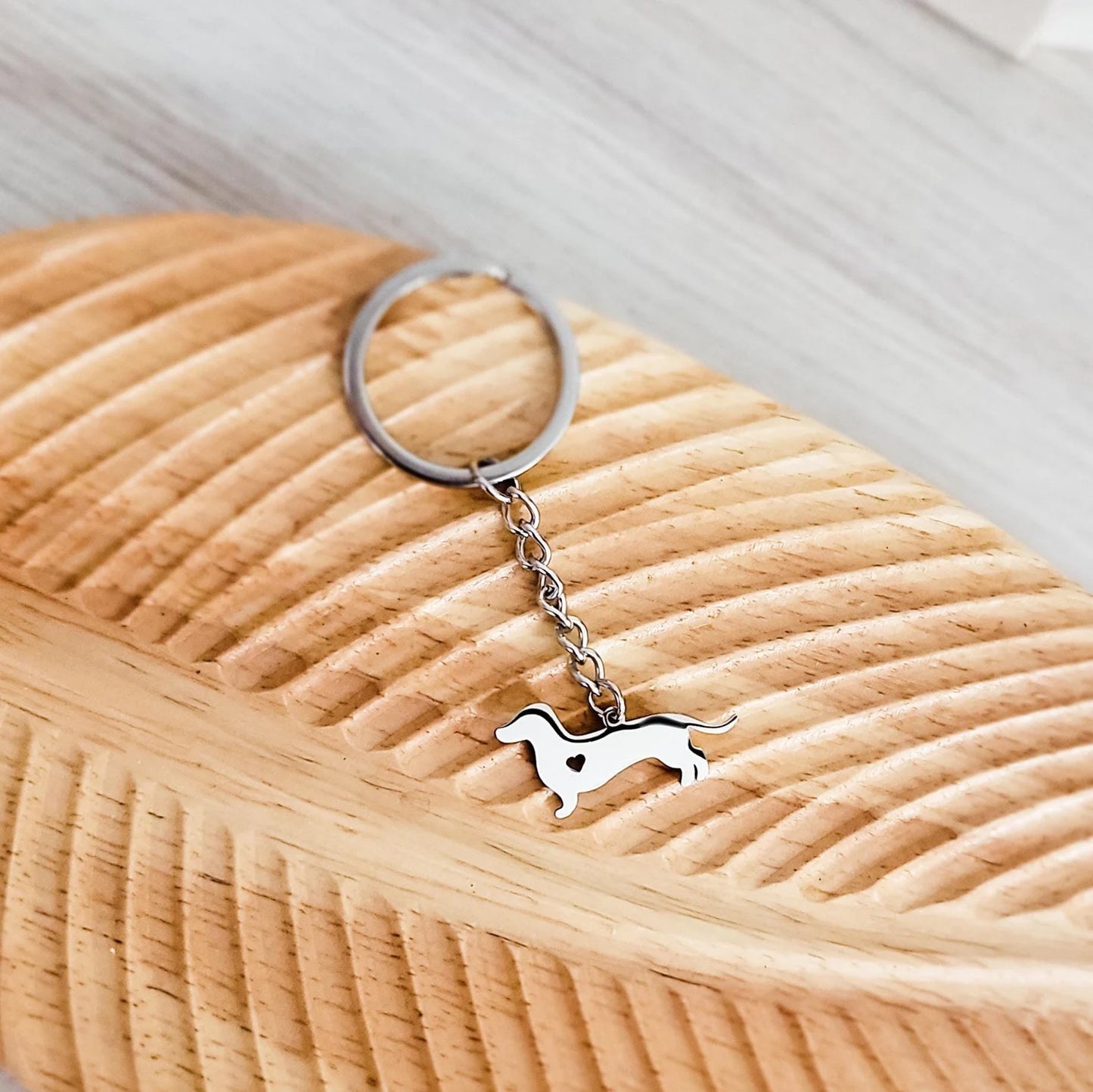 Dachshund Heart Pendant Keychain