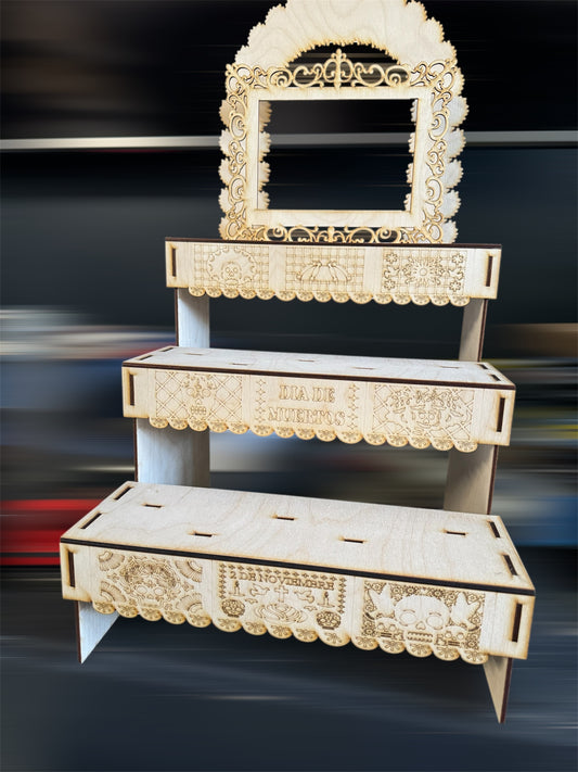 Dia de Los Muertos Wooden Engraved Altar Ofrenda