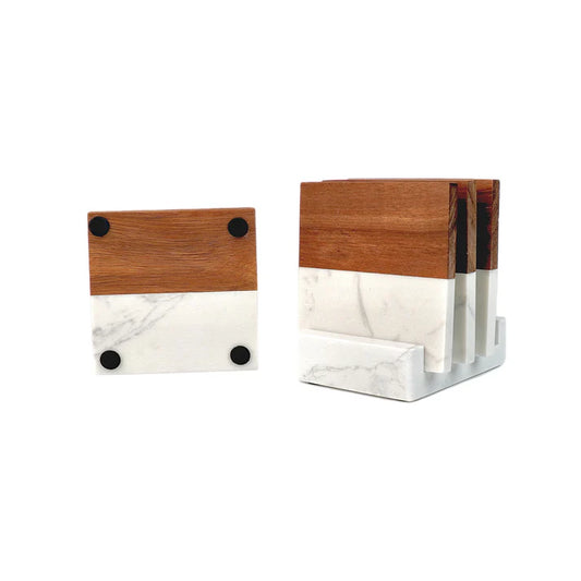 Marble & Acacia Wood Coasters Personalized