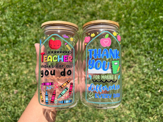 Teacher Appreciation Glass Cups